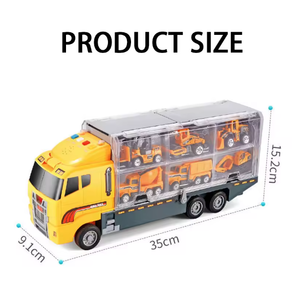 10-in-1 Construction Truck Toy Set with Storage Carrier β Die-Cast Vehicle Transporter with Excavator, Dump Truck, Digger & Backhoe | Educational STEM Play Gift for Kids BRANDED