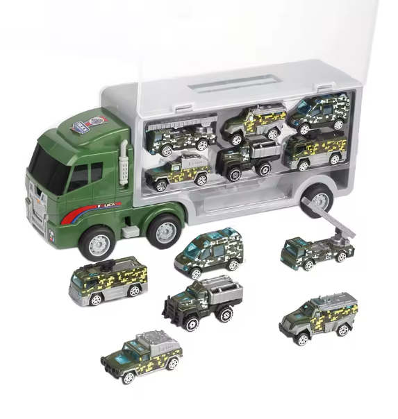 10-in-1 Construction Truck Toy Set with Storage Carrier β Die-Cast Vehicle Transporter with Excavator, Dump Truck, Digger & Backhoe | Educational STEM Play Gift for Kids BRANDED