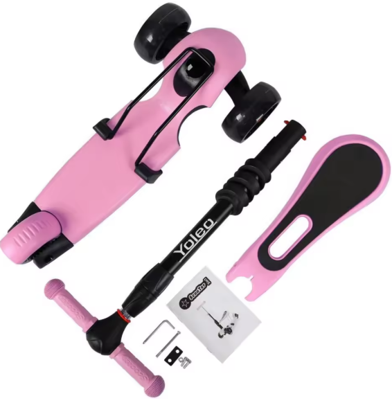 Kids 3-Wheel Kick Scooter with LED Flashing Wheels – Height Adjustable 3-in-1 Lightweight Scooter for Ages 2-8 BRANDED