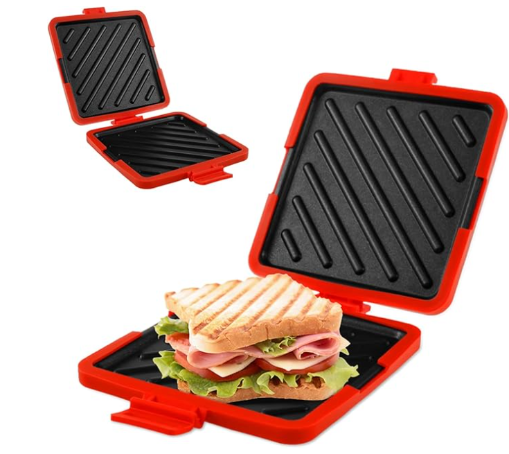 Microwave Toastie Maker, Microwave Toastie Sandwich Maker and Grill Wireless Silicone Microwaveable Cookware, Adjustable Toastie Maker Breakfast Sandwich Maker Non-Stick for Bread Sandwich (Orange) BRANDED