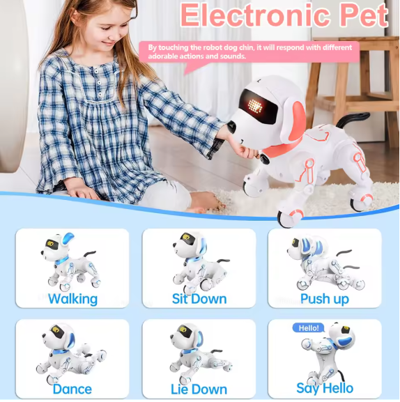 Chriyungel Smart RC Robot Dog – Interactive Programmable Pet Toy with Music, Dance, Touch Response & Learning Features | Educational Gift for Kids (Rechargeable) BRANDED