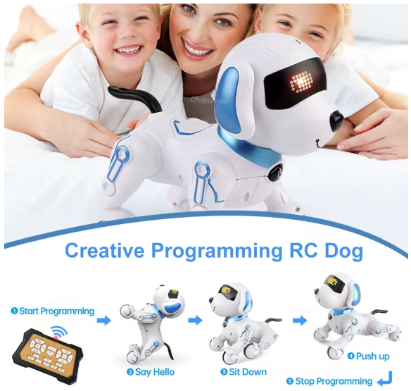 Chriyungel Smart RC Robot Dog – Interactive Programmable Pet Toy with Music, Dance, Touch Response & Learning Features | Educational Gift for Kids (Rechargeable) BRANDED