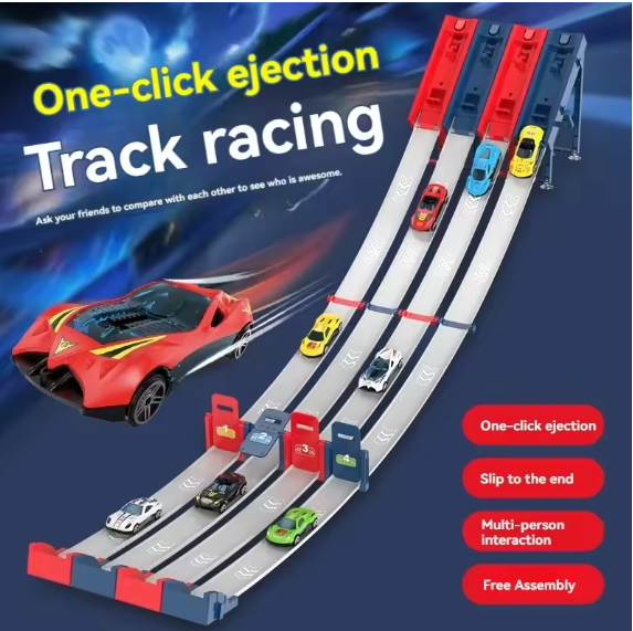 CONUSEA Rail Car Track Racing Set – Catapult Launcher Race Track with Alloy Cars | Creative STEM Playset for Kids | 2 Play Modes, Competitive Racing & Educational Fun BRANDED