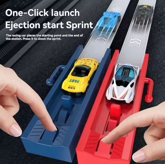 CONUSEA Rail Car Track Racing Set – Catapult Launcher Race Track with Alloy Cars | Creative STEM Playset for Kids | 2 Play Modes, Competitive Racing & Educational Fun BRANDED