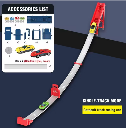 CONUSEA Rail Car Track Racing Set – Catapult Launcher Race Track with Alloy Cars | Creative STEM Playset for Kids | 2 Play Modes, Competitive Racing & Educational Fun BRANDED