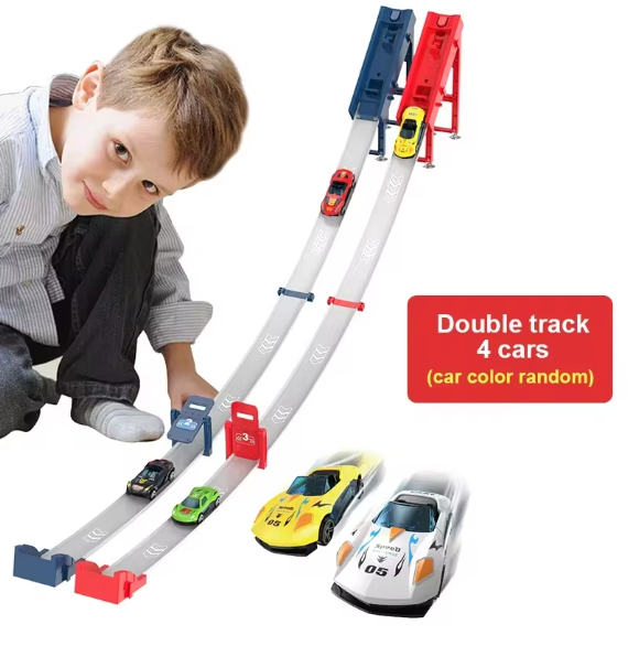 CONUSEA Rail Car Track Racing Set – Catapult Launcher Race Track with Alloy Cars | Creative STEM Playset for Kids | 2 Play Modes, Competitive Racing & Educational Fun BRANDED
