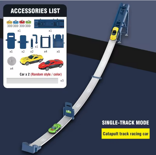 CONUSEA Rail Car Track Racing Set – Catapult Launcher Race Track with Alloy Cars | Creative STEM Playset for Kids | 2 Play Modes, Competitive Racing & Educational Fun BRANDED