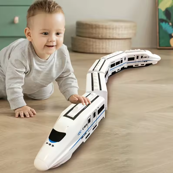 Kids DIY High-Speed Railway Train Toy with Electric Sound & Flashing Lights | 360° Rotating Educational Model Train for Boys & Girls | Perfect Birthday Gift BRANDED