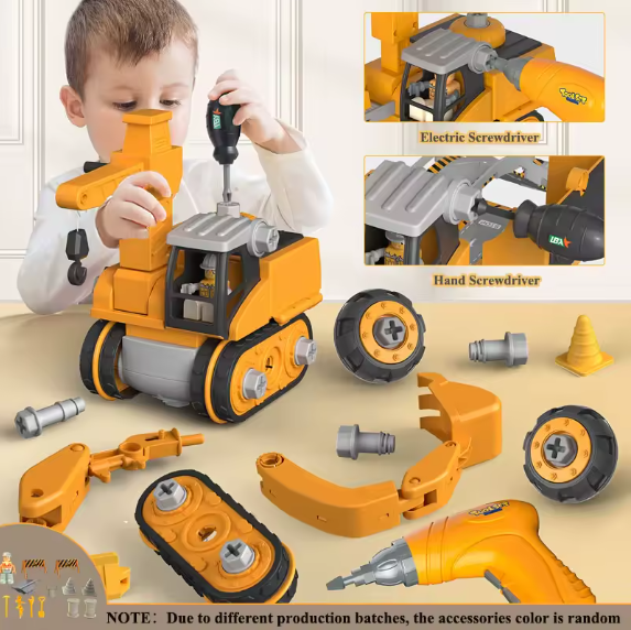 Kids Engineering Vehicle Toy Set – Electric Drill & Screwdriver Building Kit, Educational STEM Construction Tools for Boys, 3-12 Years, DIY Assembly Gift BRANDED