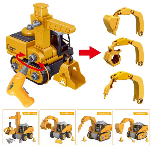 Kids Engineering Vehicle Toy Set – Electric Drill & Screwdriver Building Kit, Educational STEM Construction Tools for Boys, 3-12 Years, DIY Assembly Gift BRANDED