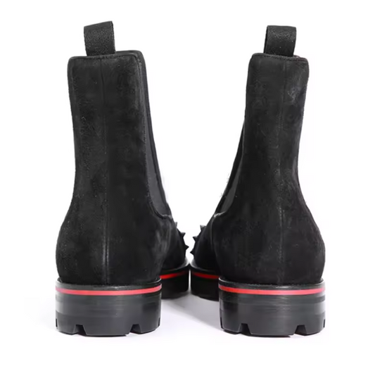 Luxury Suede Leather Rivet Chelsea Boots for Men 👢 | Thick Sole Winter Ankle Boots | Designer Slip-On Loafers for Style & Comfort BRANDED