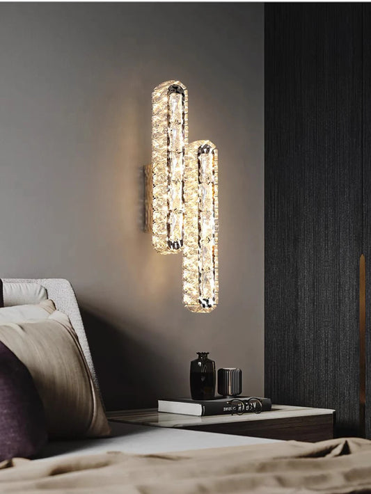 Gold/Silver Stainless Steel, Single/Double Row Crystal Wall Sconce for Hotel,Living Room,Bedroom,Wall Sconce,Lamps and Lanterns.