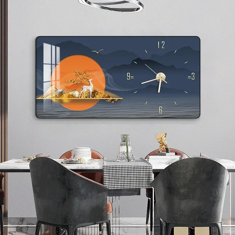 Decorative Painting Light Luxury Home Rectangular Clock Wall Painting Modern Minimalist Restaurant Rounded Clock Wall Painting