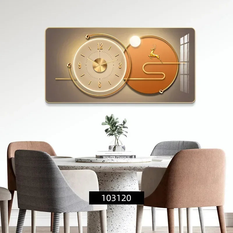 Decorative Painting Light Luxury Home Rectangular Clock Wall Painting Modern Minimalist Restaurant Rounded Clock Wall Painting