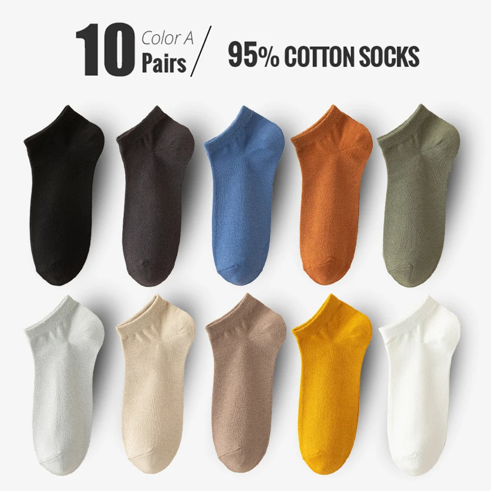 95% Combed Cotton Socks Men Business Dress Short Socks Soft Breathable Spring Summer Colorful Sock for Man 5Pairs/Lot Ankle Sock
