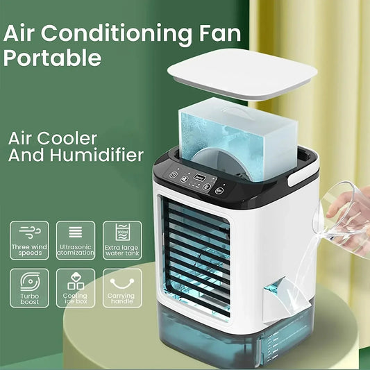 Mini 4-in-1 Portable Air Conditioner with Humidifier & 900ML Tank – Personal AC Fan with 3-Speed Cooling for Home, Office & Travel