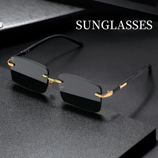 High Definition Blue Light Blocking Sunglasses for Men & Women – Rimless Square Frame Eyewear for Eye Protection