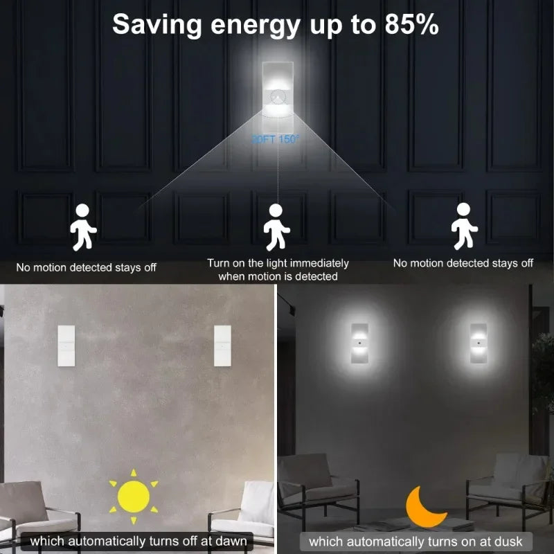 Motion Sensor Wall Sconce (Set of 2), USB Rechargeable Battery Powered Wireless Night Light, Bedroom Decor
