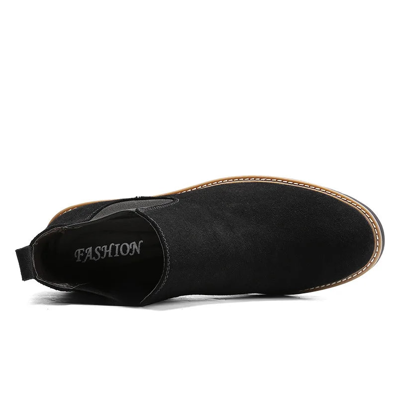 Men’s Suede Leather Chelsea Boots – High-Quality Autumn Ankle Boots, Slip-On Style Footwear