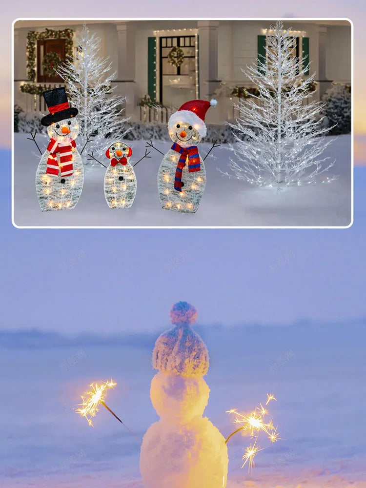 3Pcs Lighted Snowman Christmas Garden Decoration with LED Light Glowing Snowman Xmas Home Outdoor Yard Decorations Ornament