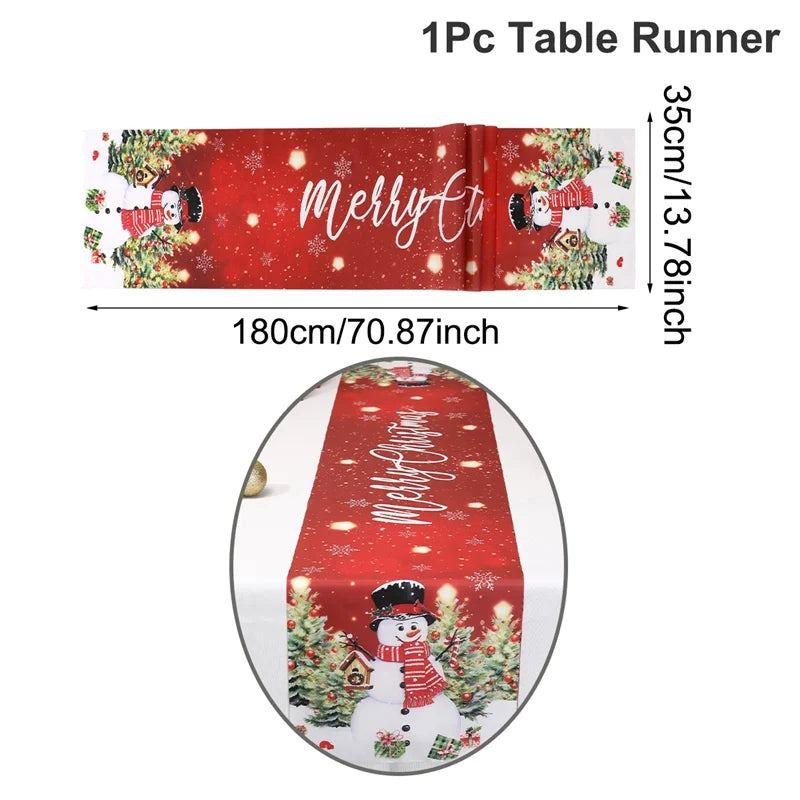 Santa Claus Christmas Table Runner Christmas Decorations for Home Xmas Table Flag Navidad Noel Gifts New Year Tablecloth