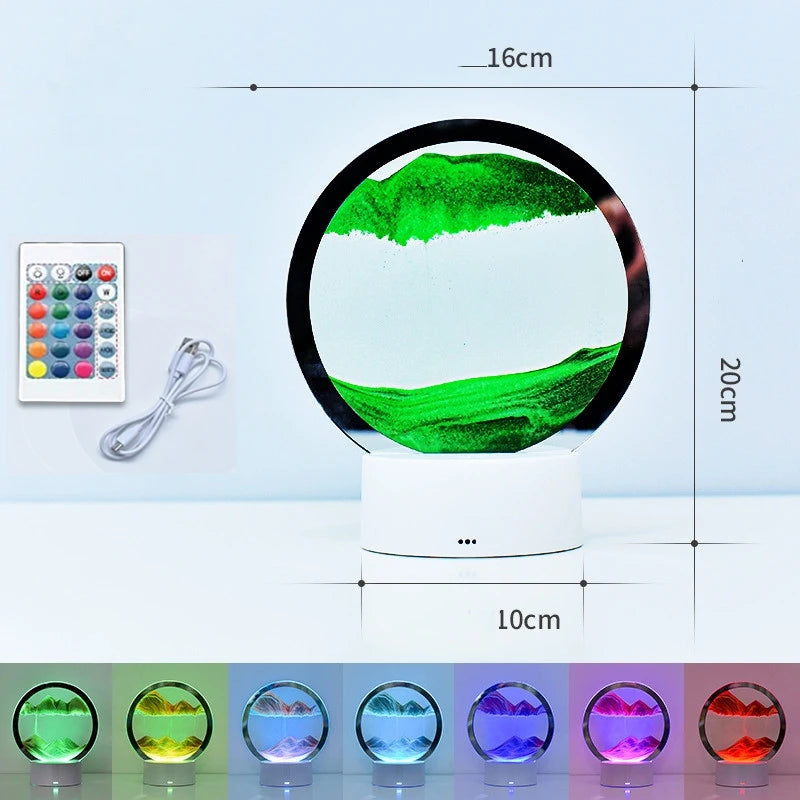 LED RGB 3D Moving Sand Art Lamp – 16-Color Quicksand Night Light with Remote & Touch Control