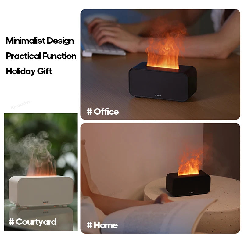 Simulation Flame Aromatherapy Machine Mini Air Humidifier LED Colorful Light Timer Humidifier Home Perfume Diffuser
