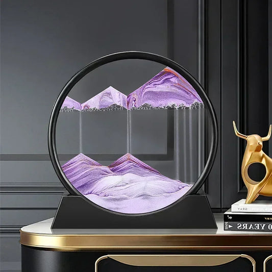 3D Moving Sand Art Picture – Round Glass Deep Sea Sandscape with Flowing Quicksand | Mesmerizing Home & Office Decor Gift
