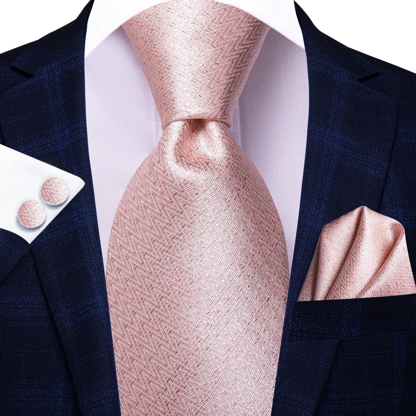 Burgundy Brown & Black Paisley Striped Silk Tie Set – Necktie + Pocket Square + Cufflinks – Formal Gift Set for Men