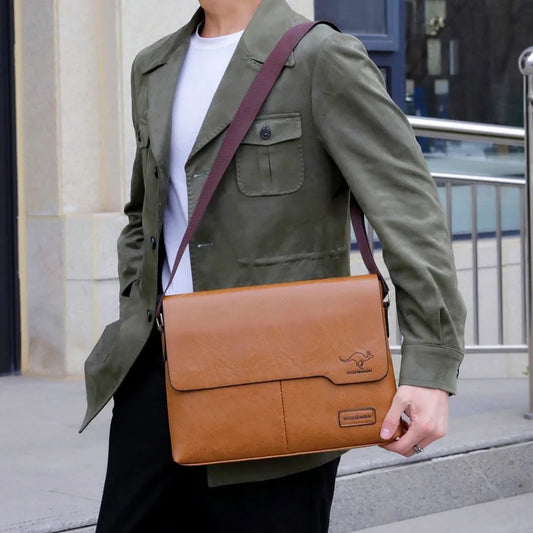 Luxury Leather Men’s Shoulder Bag for iPad – Business Handbag & Messenger Bag
