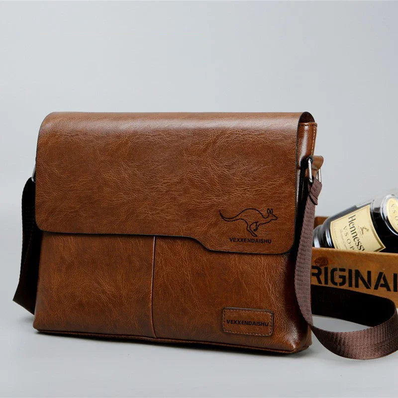 Luxury Leather Men’s Shoulder Bag for iPad – Business Handbag & Messenger Bag