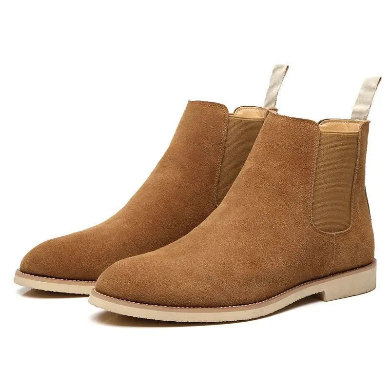 Men’s Retro Suede Leather Chelsea Boots – British Style Ankle High Boots