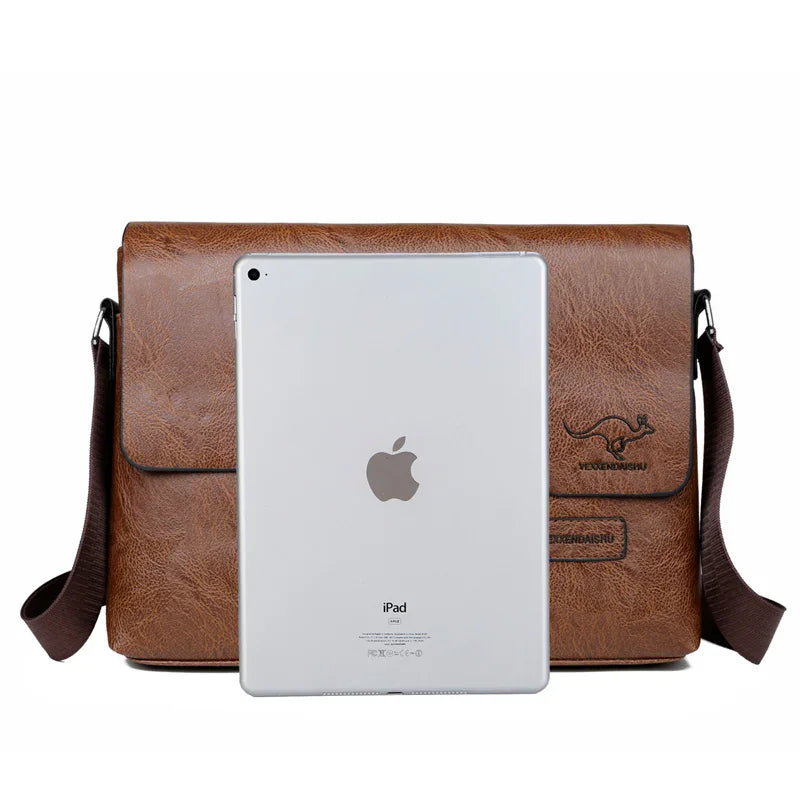 Luxury Leather Men’s Shoulder Bag for iPad – Business Handbag & Messenger Bag