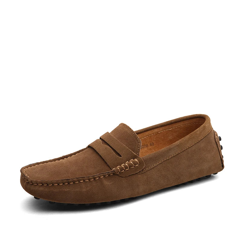 Men’s High-Quality Leather Loafers – Casual Moccasins Slip-On Flats for Driving & Fashion (Size 38-49)