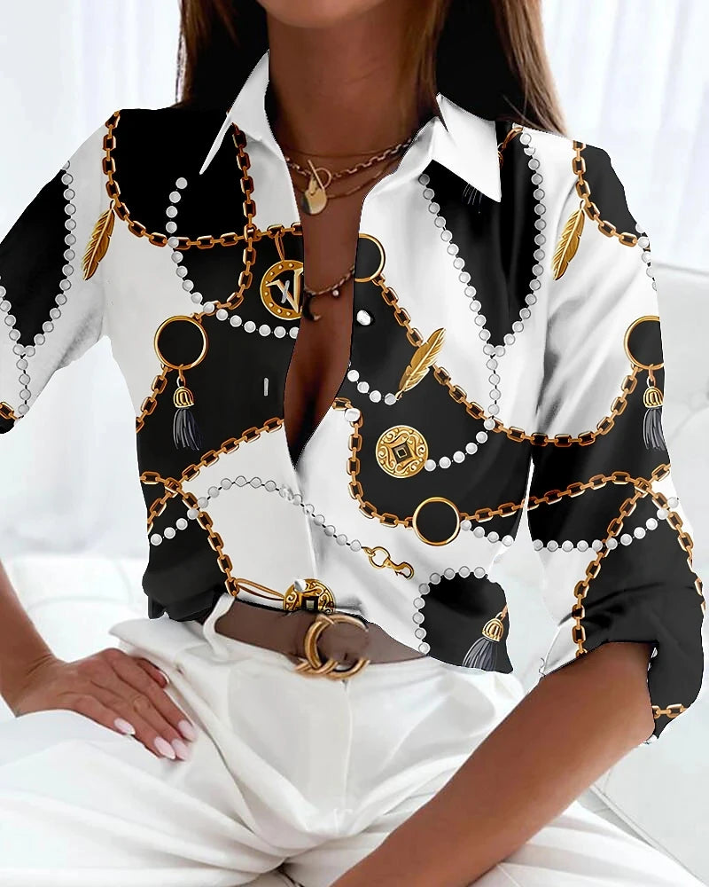 Elegant Loose-Fit Long Sleeve Blouse – Women’s Casual Chic Shirt for Work, Weekends & Evening Wear