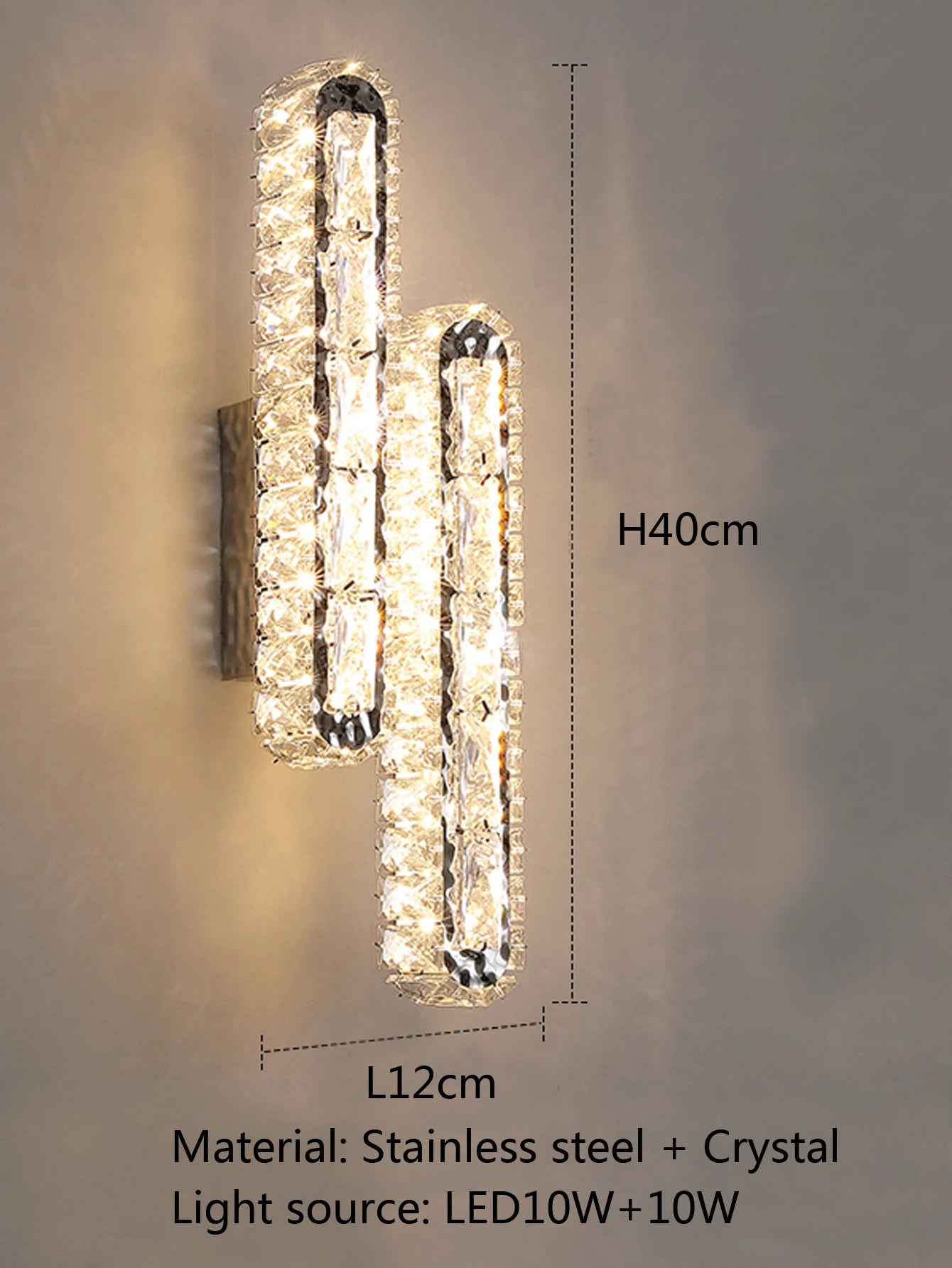 Gold/Silver Stainless Steel, Single/Double Row Crystal Wall Sconce for Hotel,Living Room,Bedroom,Wall Sconce,Lamps and Lanterns.