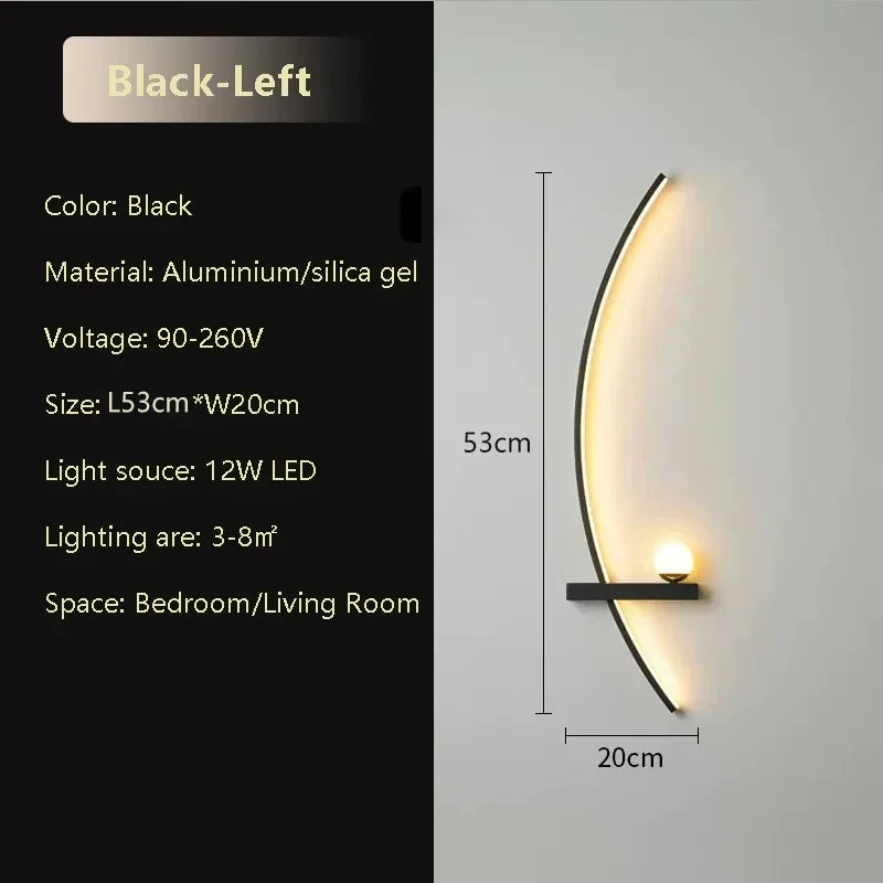 Modern LED Wall Lamp – 53cm Minimalist Design with Remote Control & Dimmable Light