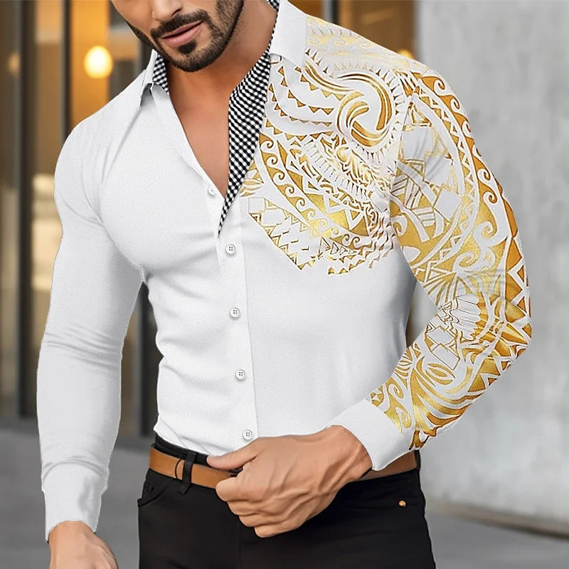 Men’s Classic Button-Down Long Sleeve Shirt – Casual/Formal Lapel Shirt for Spring & Fall (S–6XL)