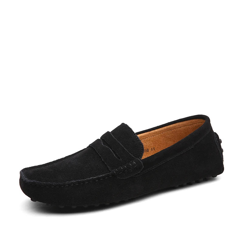 Men’s High-Quality Leather Loafers – Casual Moccasins Slip-On Flats for Driving & Fashion (Size 38-49)