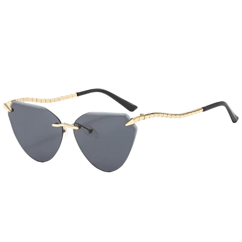 Cat Eye Rimless Sunglasses Women 2025 Luxury Brand Designer Trendy Metal Frameless Sun Glasses for Ladies Vintage Eyewear UV400