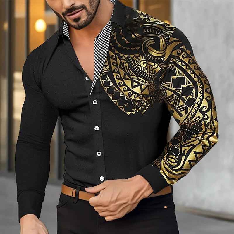 Men’s Classic Button-Down Long Sleeve Shirt – Casual/Formal Lapel Shirt for Spring & Fall (S–6XL)