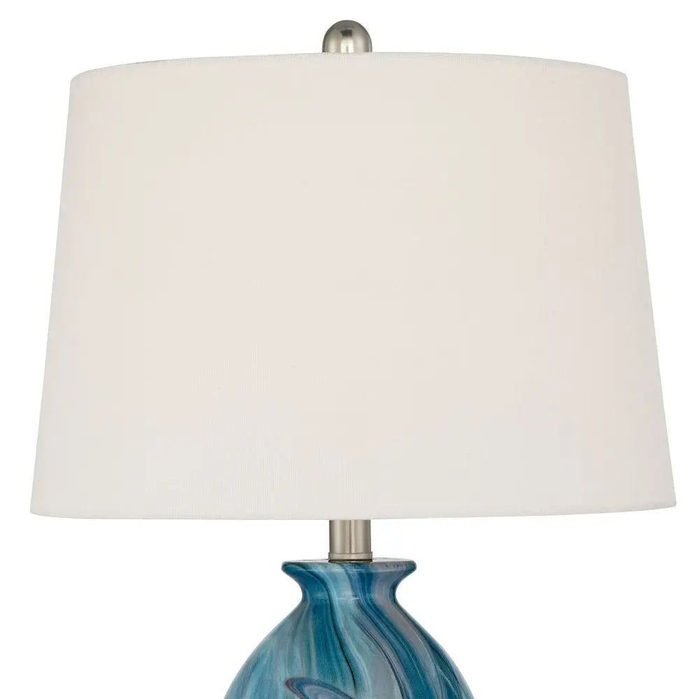 Set of 2 Carlton Modern Coastal Table Lamps - 28" Tall Swirling Blue Faux Marble - DynamicDrop Hub
