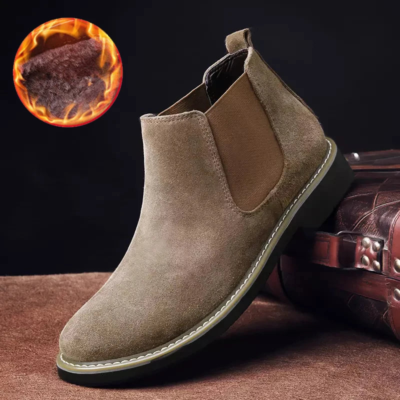 Men’s Suede Leather Chelsea Boots – High-Quality Autumn Ankle Boots, Slip-On Style Footwear