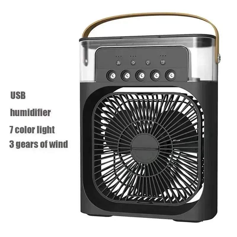 3-in-1 Portable Air Cooler Fan with Humidifier & 7-Color LED Night Light β USB Rechargeable Mini AC for Home, Office & Travel