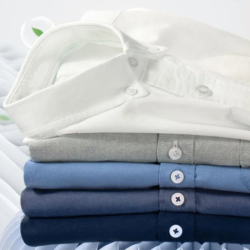 Men’s 100% Cotton Oxford Long Sleeve Shirt – Regular Fit Soft Casual Dress Shirt for Work & Social Events