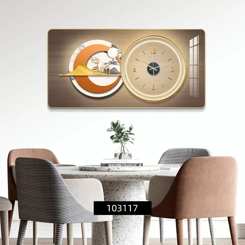 Decorative Painting Light Luxury Home Rectangular Clock Wall Painting Modern Minimalist Restaurant Rounded Clock Wall Painting