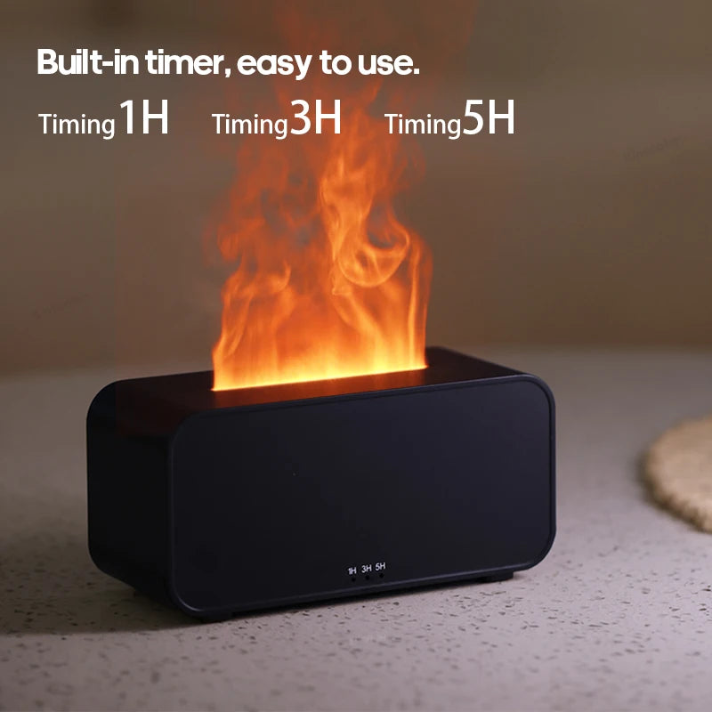 Simulation Flame Aromatherapy Machine Mini Air Humidifier LED Colorful Light Timer Humidifier Home Perfume Diffuser