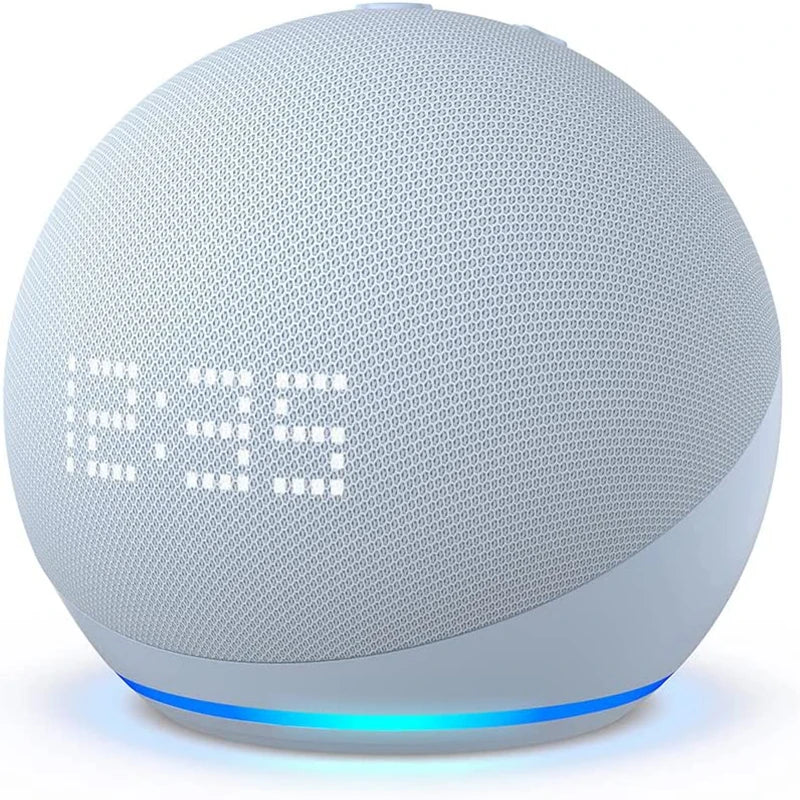 Best-Selling Echo Dot 5th Gen Smart Speaker Bundle – Alexa & Google Assistant, Wireless Clock, Portable (4th & 5th Gen Compatible)