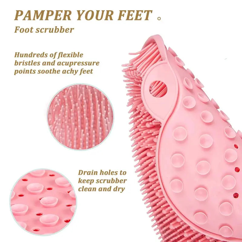 Silicone Rub Back Brush Bathroom Non-Slip Wash Foot Pad Massage Shower Mat with Sucker Bath Massage Foot Exfoliating Brush Pad - DynamicDrop Hub