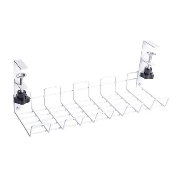 Sleek Under-Desk Organizer: Metal Cable Management Tray for Home, Office, & Kitchen - No Drilling Needed! - DynamicDrop Hub